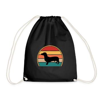 Dachsund Dog Lover Silhouette Vintage Sunset - Turnbeutel - Schwarz - Vorne