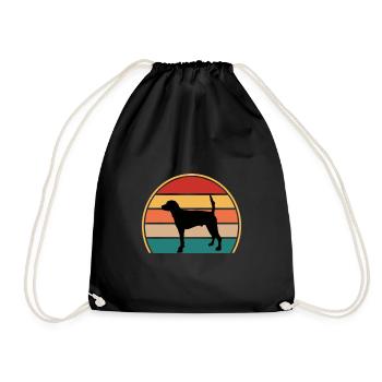 Englisch Foxhound Hund Liebhaber Silhouette Retro Sonnenuntergang - Turnbeutel - Schwarz - Vorne