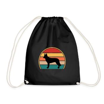 Tchécoslovaque Chien-Loup Silhouette Rétro Coucher de Soleil - Sac de sport léger - noir - Devant