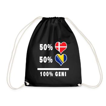 Bosnia and Denmark 100% genius flag - Drawstring Bag - black - Front