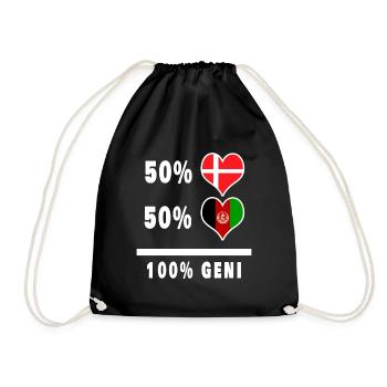 Afghanistan und Dänemark 100% geniale Flagge - Turnbeutel - Schwarz - Vorne