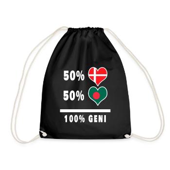 Bangladesh and Denmark 100% genius flag - Drawstring Bag - black - Front