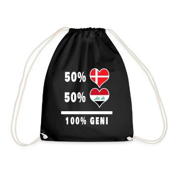 Iraq and Denmark 100% genius flag - Drawstring Bag - black - Front