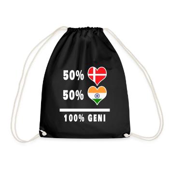 India and Denmark 100% genius flag - Drawstring Bag - black - Front