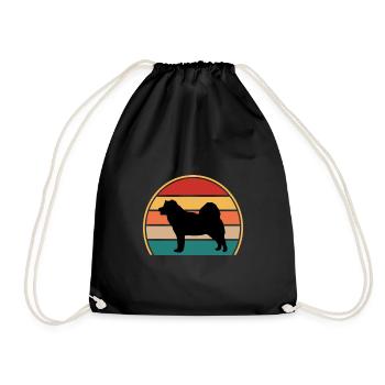 Greenland Dog Lover Silhouette Vintage Sunset - Drawstring Bag - black - Front