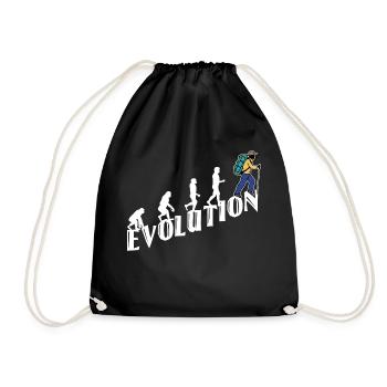 Evolution Wanderer Wandern Wanderung Bergwanderung - Turnbeutel - Schwarz - Vorne