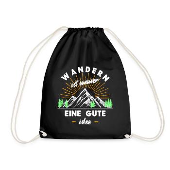 Wanderrouten Wandern Wanderer Statement Berge - Turnbeutel - Schwarz - Vorne