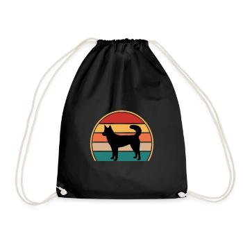 Kai Ken Hundeliebhaber Silhouette Vintage Sonnenuntergang - Turnbeutel - Schwarz - Vorne