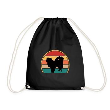 Japanisch Kinn Hund Liebhaber Silhouette Vintage Sonnenuntergang - Turnbeutel - Schwarz - Vorne