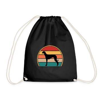 Alte kroatische Windhundhund-Silhouette Retro-Sonne - Turnbeutel - Schwarz - Vorne