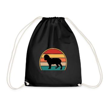 Norfolk Spaniel Dog Love Silhouette Vintage Sunset - Drawstring Bag - black - Front