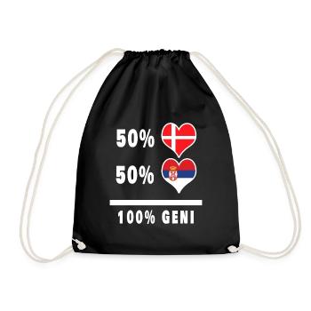 Serbia and Denmark 100% Genius Flag - Drawstring Bag - black - Front