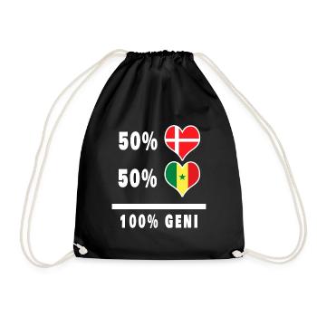 Senegal and Denmark 100% genius flag - Drawstring Bag - black - Front