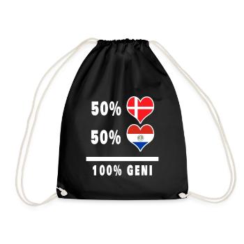 Paraguay and Denmark 100% genius flag - Drawstring Bag - black - Front