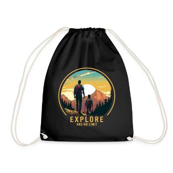 Wandern Wanderer Vater und Sohn Vatertag Geschenk - Turnbeutel - Schwarz - Vorne