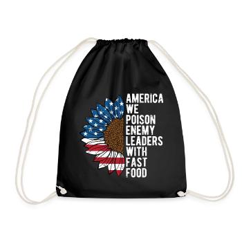 Poison Leaders with Fast Food Funny Patriotic - Drawstring Bag - black - Front