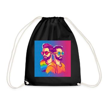 Inclusive Pride: Zwei Männer, die sich für Vielfalt einsetzen - Turnbeutel - Schwarz - Vorne
