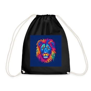 Pride of Colors: A Colorful Lion Art Print - Drawstring Bag - black - Front