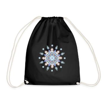 Floral mandala in blue ice tones - Drawstring Bag - black - Front