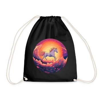 Galactic horse in purple sea - Drawstring Bag - black - Front