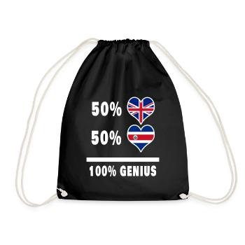 Costa Rica and Great Britain 100% Genius Flag - Drawstring Bag - black - Front