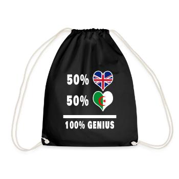 Algeria and Great Britain 100% Genius Flag - Drawstring Bag - black - Front