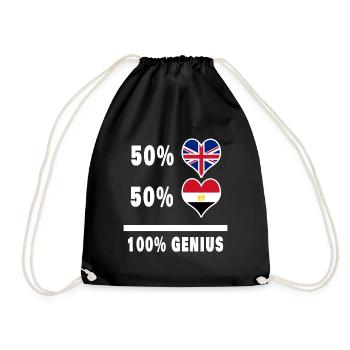 Egypt and Great Britain 100% Genius Flag - Drawstring Bag - black - Front