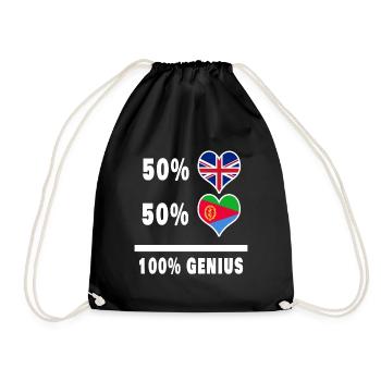 Eritrea und Großbritannien 100% Genius Flagge - Turnbeutel - Schwarz - Vorne