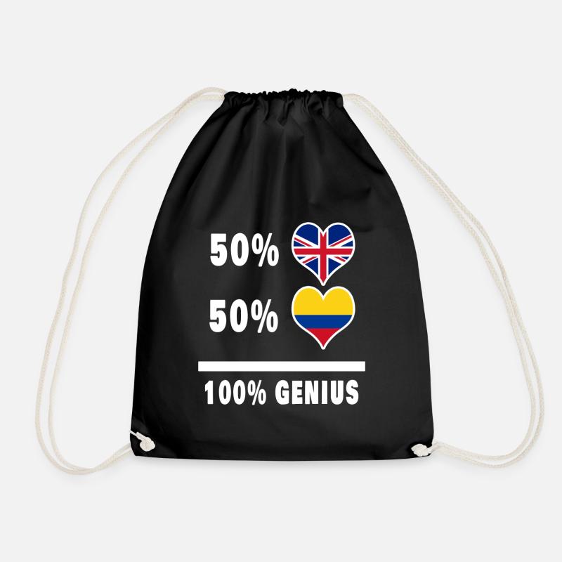 Colombia and Great Britain 100% Genius Flag - Drawstring Bag - black
