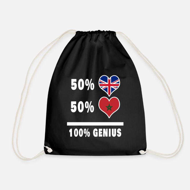 Marokko und Großbritannien 100% Genius Flagge - Turnbeutel - Schwarz