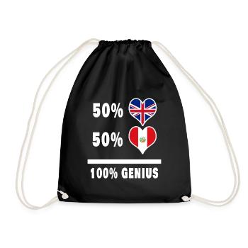 Peru and Great Britain 100% Genius Flag - Drawstring Bag - black - Front
