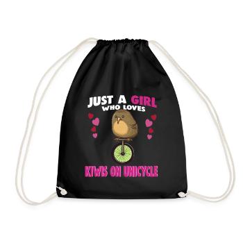 Just a Girl who Loves Kiwis on Unicycle - Turnbeutel - Schwarz - Vorne