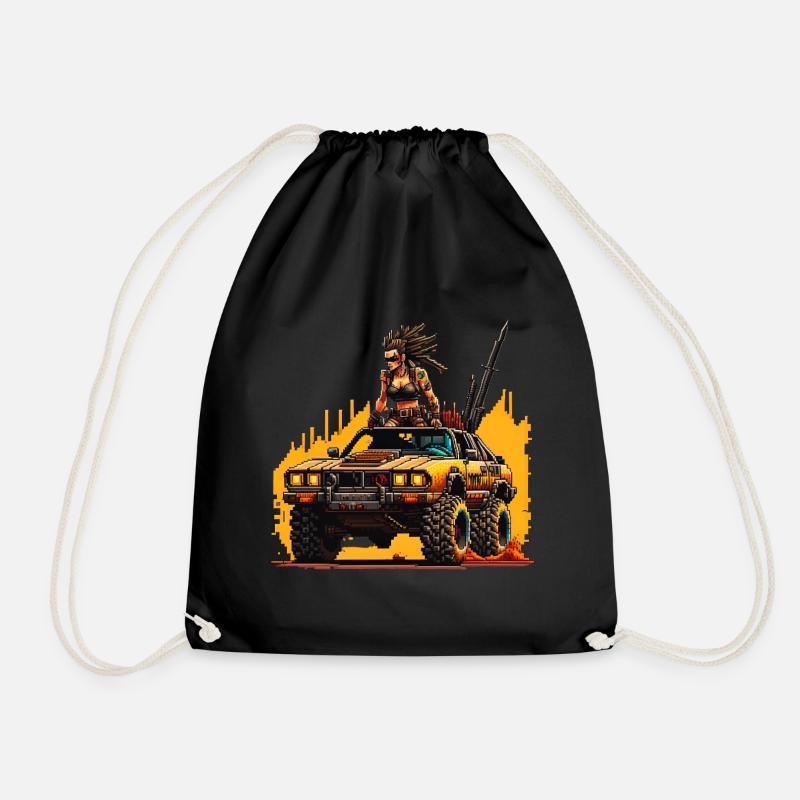 Post Apocalyptic Car - Drawstring Bag - black