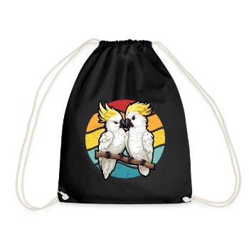 Cacatoès dans le style rétro coucher du soleil - Sac de sport léger - noir - Devant