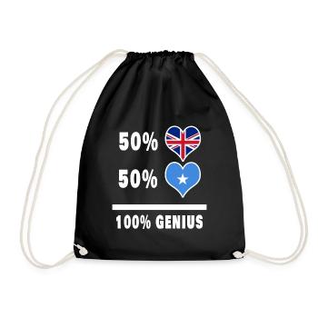 Somalia and Great Britain 100% Genius Flag - Drawstring Bag - black - Front