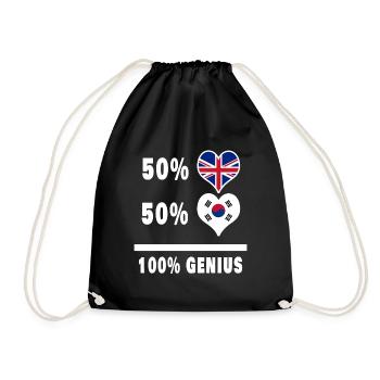 Südkorea und Großbritannien 100% Genius Flagge - Turnbeutel - Schwarz - Vorne