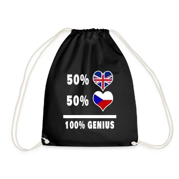 Tschechische Republik und Großbritannien 100% Genius Flagge - Turnbeutel - Schwarz - Vorne
