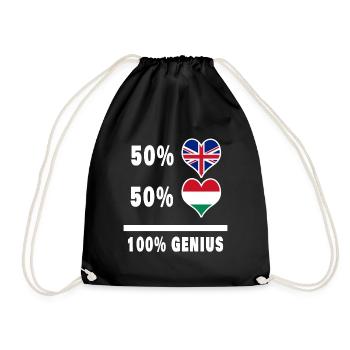 Ungarn und Großbritannien 100% Genius Flagge - Turnbeutel - Schwarz - Vorne