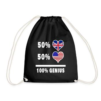 Drapeau 100% Genius des États-Unis et du Royaume-Uni - Sac de sport léger - noir - Devant