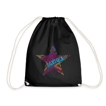LGBTQIA+ Star Word Cloud Lgbt Gay Pride T-Shirt - Drawstring Bag - black - Front