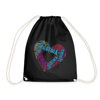 LGBTQIA+ Double Heart Word Cloud Gay Pride T-Shirt - Sac de sport léger - noir - Devant