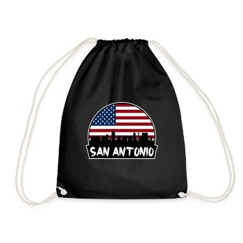 San Antonio Texas Usa Flag Skyline Silhouette Trav - Drawstring Bag - black - Front