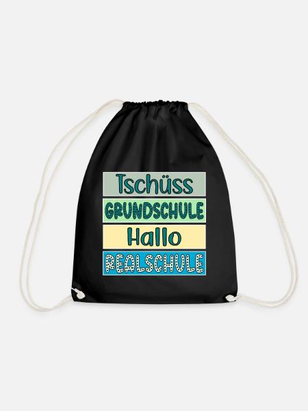 Tschüss Grundschule Hallo Realschule Schulwechsel - Turnbeutel - Schwarz