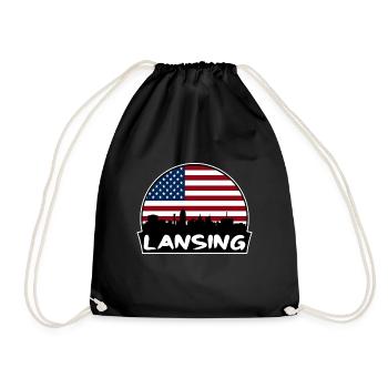 Lansing Michigan États-Unis Flag Skyline Silhouette Trave - Sac de sport léger - noir - Devant