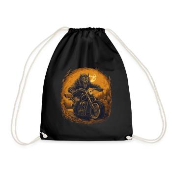 Wolf on a motorcycle Halloween - Turnbeutel - Schwarz - Vorne