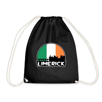 Limerick Ireland Flag Skyline Silhouette Travel - Drawstring Bag - black - Front