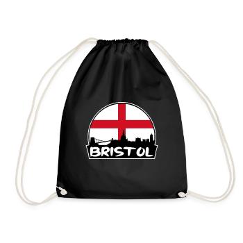 Bristol England Flag Skyline Silhouette Travel - Drawstring Bag - black - Front