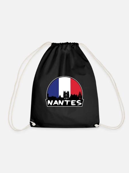 Nantes Frankreich Flagge Skyline Silhouette Reisen - Turnbeutel - Schwarz