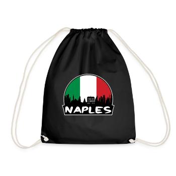 Naples Italy Flag Skyline Silhouette Travel - Drawstring Bag - black - Front