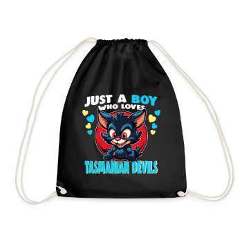 Just a Boy who Loves tasmanian Devils - Drawstring Bag - black - Front